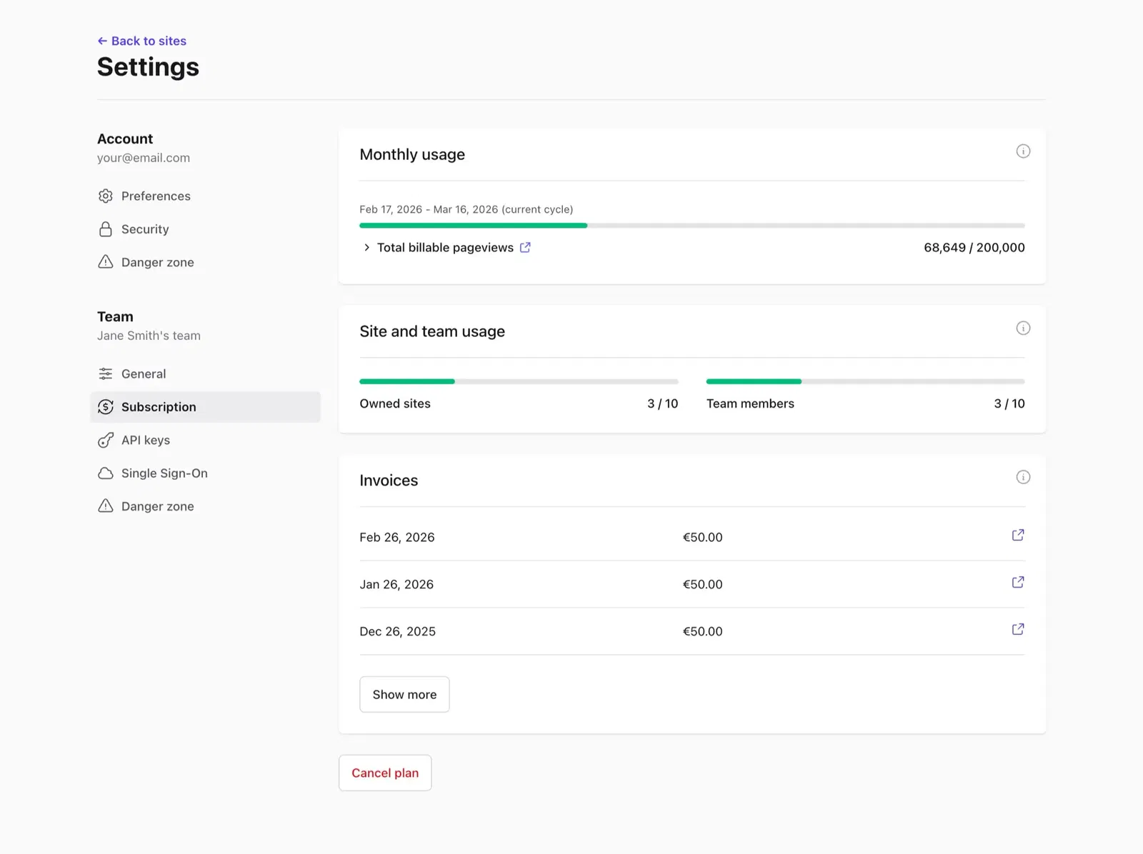Plausible subscription