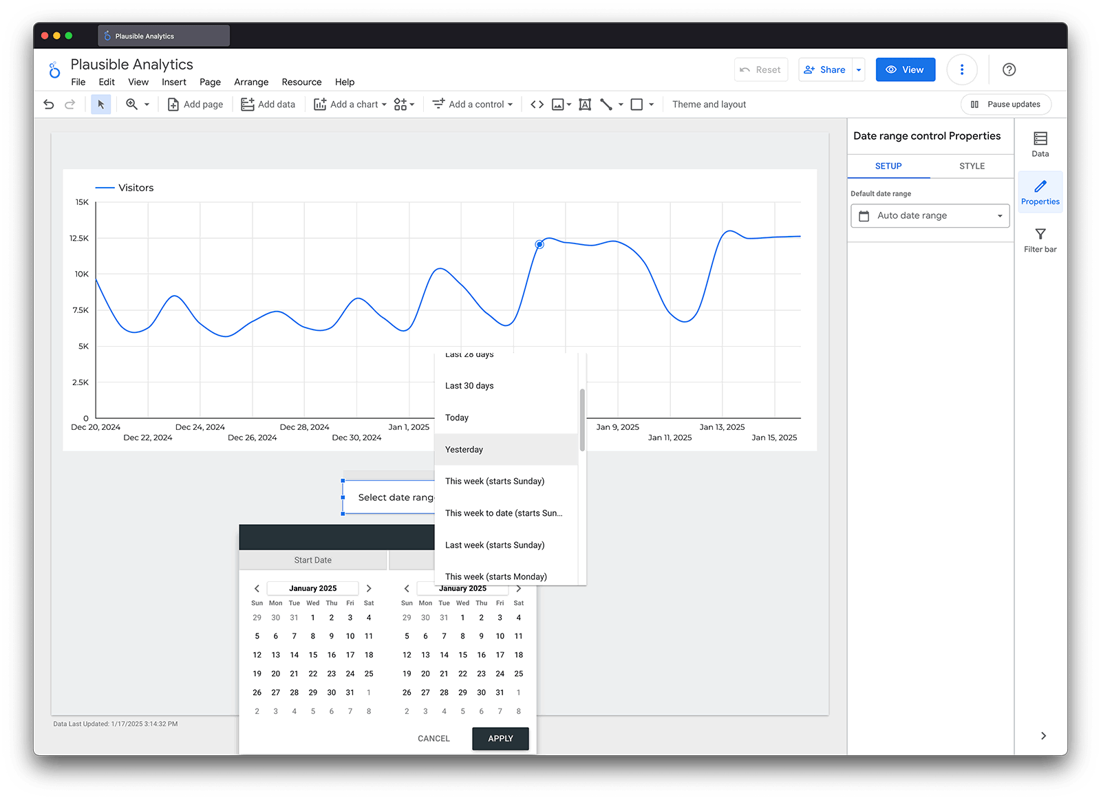 Select date range